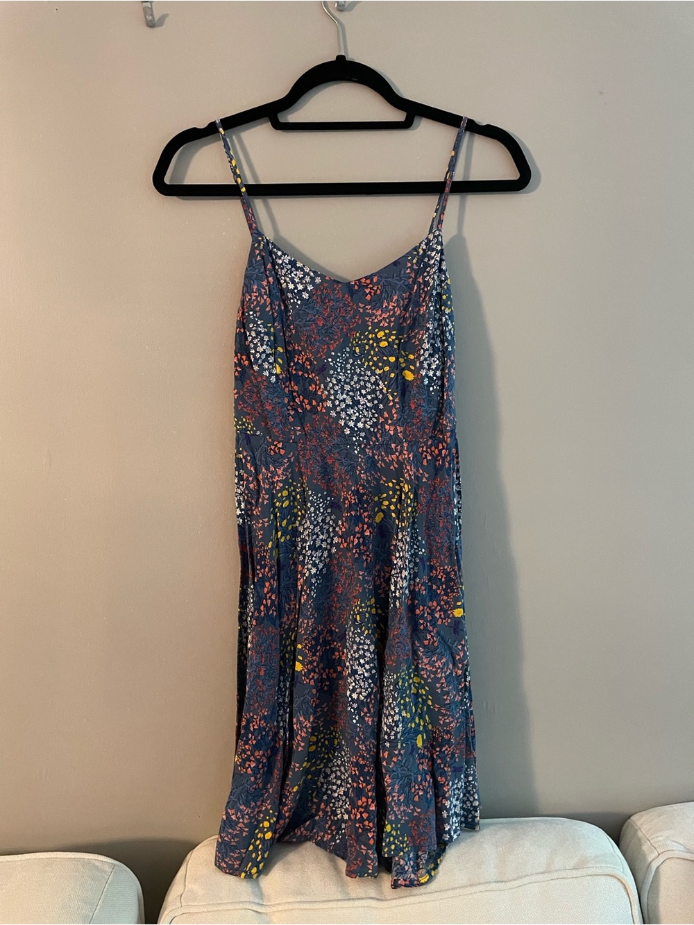 Old Navy Blue Floral Slip Mini Dress with Spaghetti Straps
